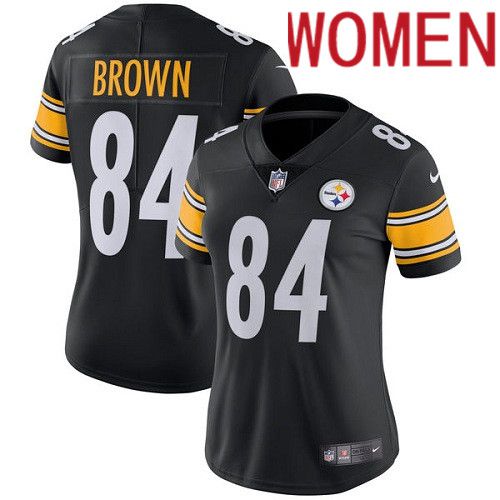 Women Pittsburgh Steelers 84 Antonio Brown Nike Black Vapor Limited NFL Jersey